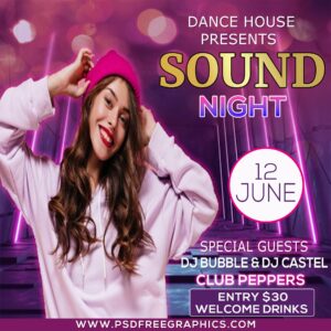 Dj dance party flyer-psd free graphics