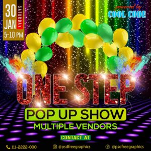 Popup party flyer template-psd free graphics