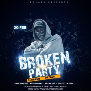 broken party free flyer-psd free graphics
