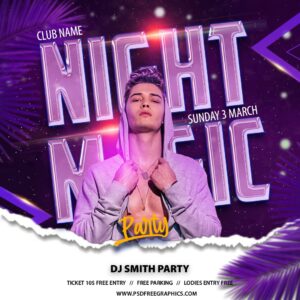 night music party flyer-psd free graphics